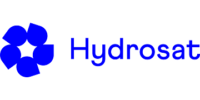 Hydrosat logo with blue abstract design.