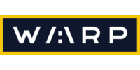 WARP logo with yellow-bordered black background.